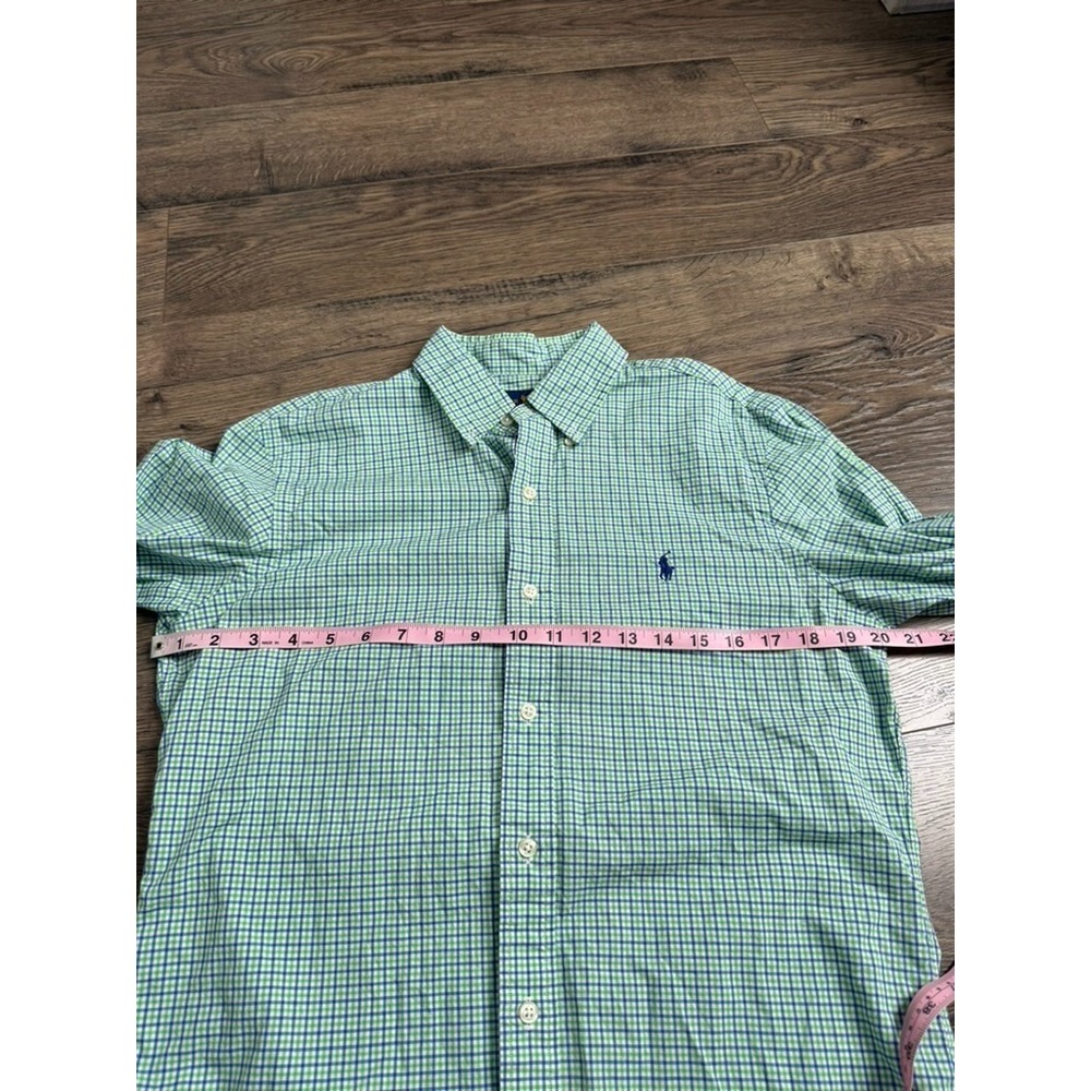 EUC Mens Ralph Lauren green blue plaid long sleeve button up 100% cotton size S - Picture 7 of 8